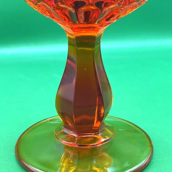 Fenton Amberina Ruffled Crimped Thumbprint Pedestal Candy Dish Compote VTG MCM - Picture 13 of 13